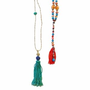 Tassel Necklaces Chicos Aqua Tassel & NWT Coral & Blue Unknown Brand Set of 2